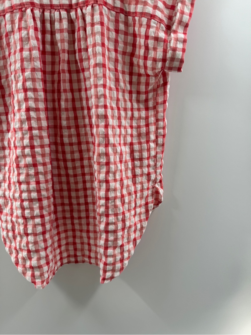 LOFT Red Gingham Button Down Top Women's Small Tie Front Blouse - Picture 9 of 9